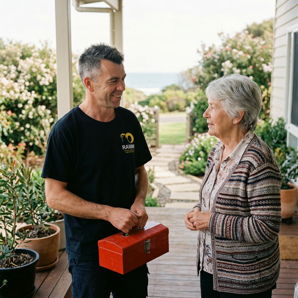 Gary from RAMM with Margaret, Long-time local · Rosebud